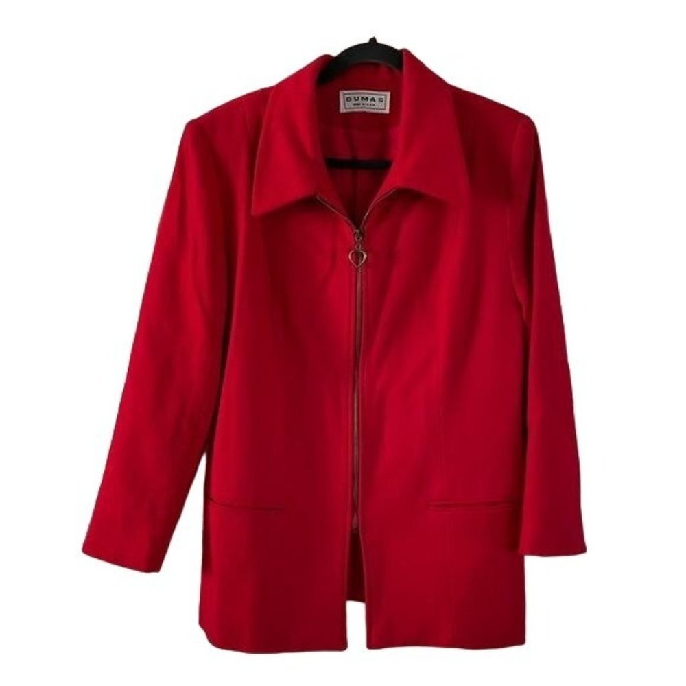 Dumas 100% Wool Red Zip Jacket, Sz Lg Made in USA